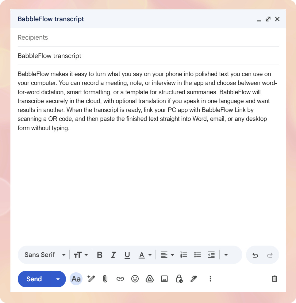 Pasting transcript into desktop Notepad