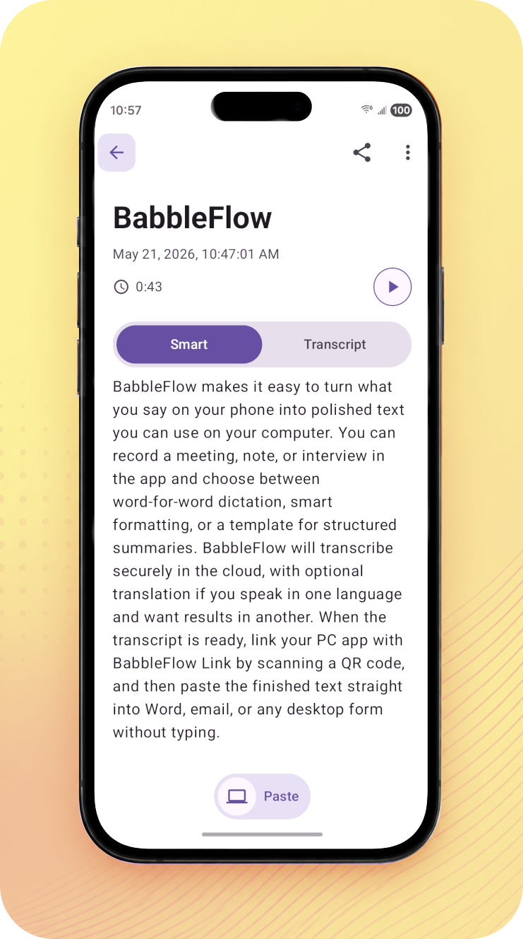 Transcript on a phone